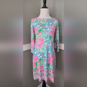 NWT Lilly Pulitzer 3/4 Sleeve Dress With Vibrant Colors Size XXS